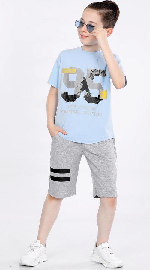 Mornio Erkek Çocuk T-shirt ve Şort 2 li Takım VF24KMR5100506 Mavi