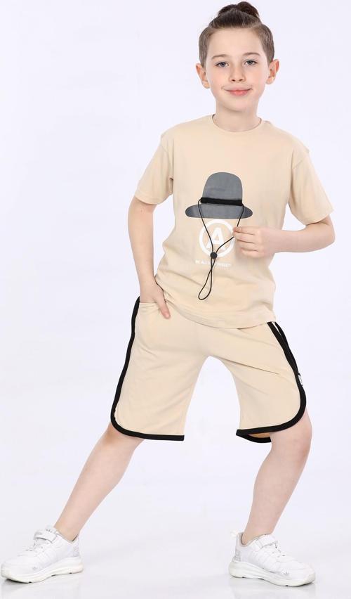 Mornio Erkek Çocuk T-shirt ve Şort 2 li Takım VF24KMR5100708 Bej