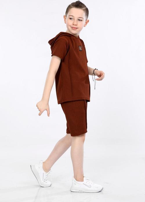 Mornio Erkek Çocuk Şort ve T-shirt İkili Takım VF24KMR5102324 Kiremit
