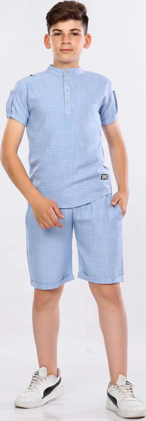 Mornio Erkek Çocuk Üç Düğmeli Sofia T-shirt ve Şort 2 li Takım VF24KMR5102930 Mavi
