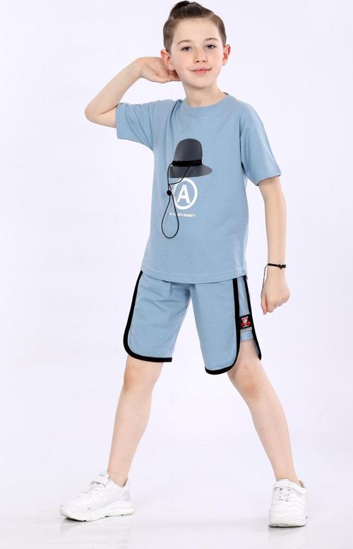 Mornio Erkek Çocuk T-shirt ve Şort 2 li Takım VF24KMR5103132 Mavi