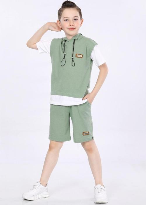 Mornio Erkek Çocuk T-shirt ve Şort 2 li Takım VF24KMR5103738 Yeşil
