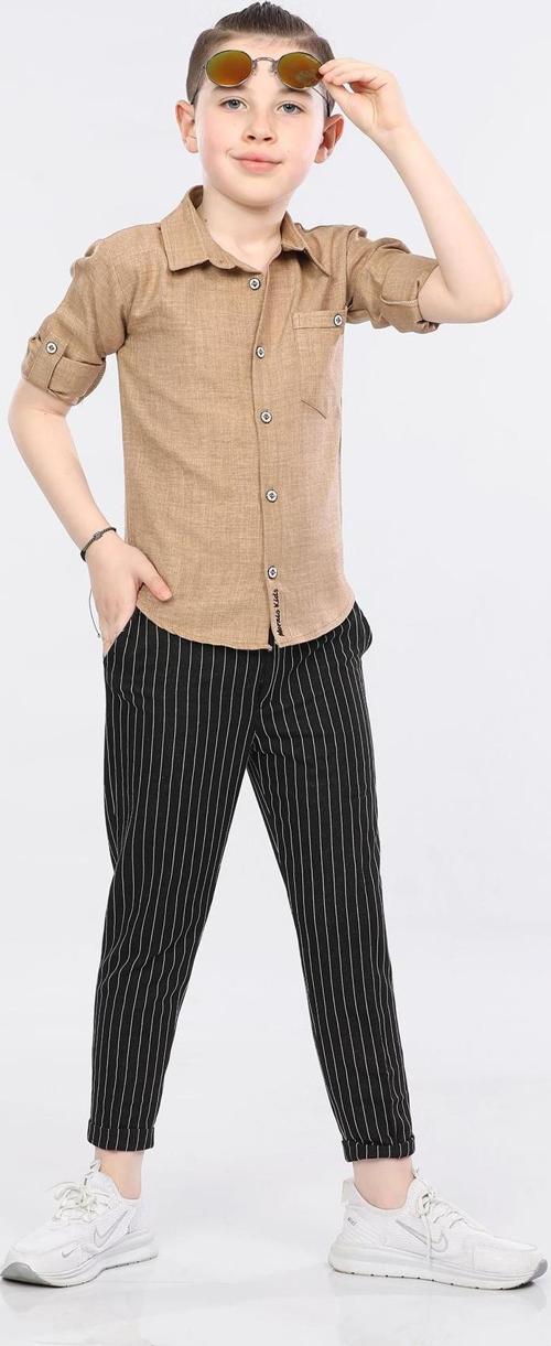 Mornio Erkek Çocuk Gömlek ve Pantolon 2 li Takım VF24KMR5108788 Kahverengi