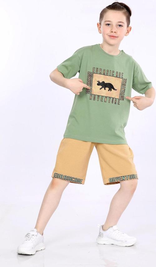 Mornio Erkek Çocuk T-shirt ve Şort 2 li Takım VF24KMR5100304 Yeşil