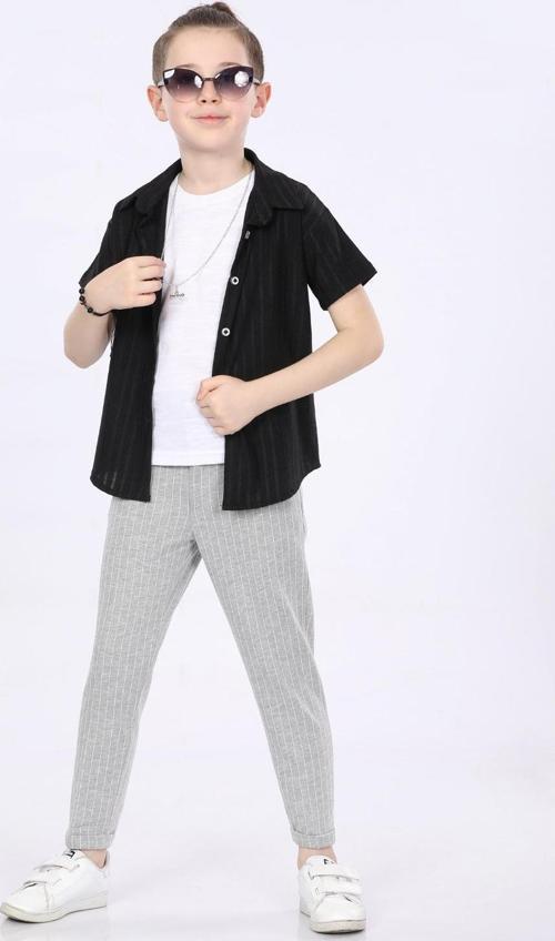 Mornio Erkek Çocuk Gömlek-T-shirt ve Pantolon 3 lü Takım VF24KMR5101314 Siyah