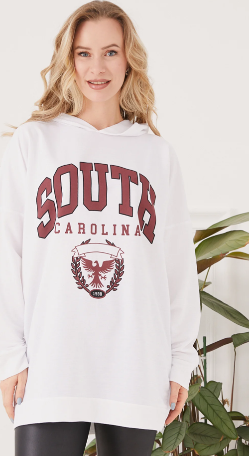 Kapüşonlu Oversize Kadın Sweatshirt Beyaz ZN5029