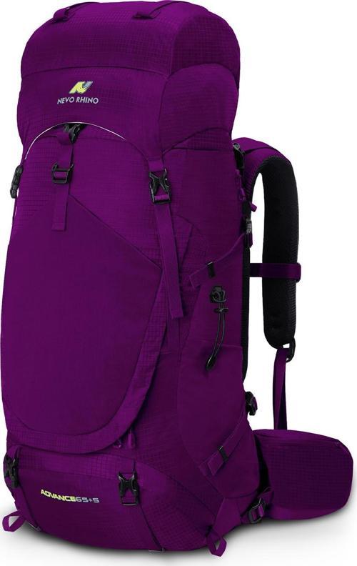 Profesyonel Outdoor Dağcılık, Kamp ve Yürüyüş Sırt Çantası (65+5  Litre) Mor 8921