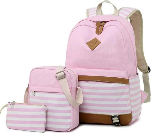 Unisex Çanta Seti (Laptop Bölmeli Sırt Çantası, Çapraz Çanta, Telefon Çantası) Pembe SRT8810