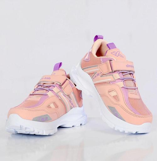 Almera Kids Kız Çocuk Rahat Taban, Çırtlı Kolay Giyilir, Renkli, Günlük Yürüyüş ve Spor Ayakkabısı ALM600-K-VF