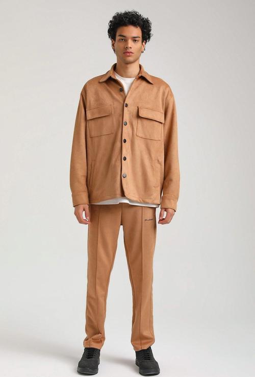 Süet Üst Bej Slim Fit Takım 23Fwm64027