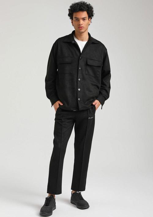 Süet Üst Siyah Slim Fit Takım 23Fwm64027