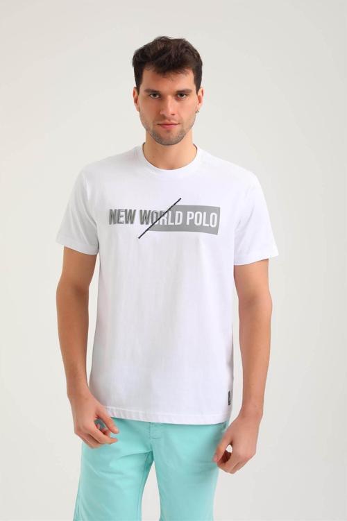 Bisiklet Yaka Beyaz Regular Custom Tişört 24SSM20266