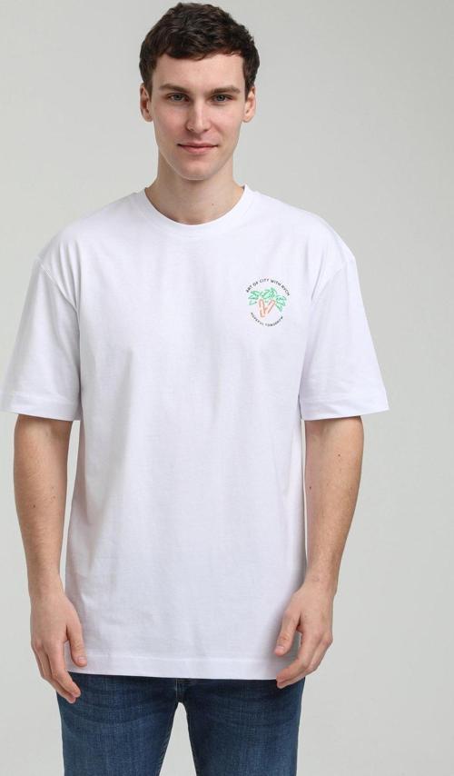 Bisiklet Yaka Beyaz Oversize Tişört 23SSM20336