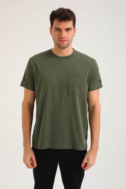 Bisiklet Yaka Haki Slim Fit Tişört 24SSM20273