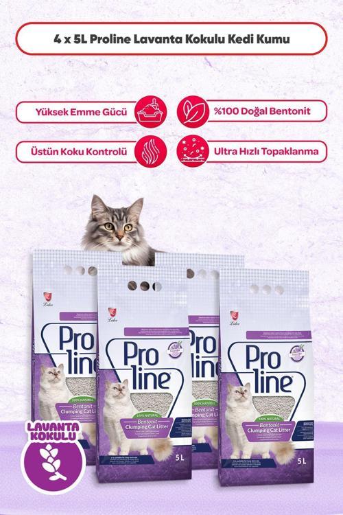 Lavantalı Kokulu Bentonit Kedi Kumu 5 Lt X 4 Adet