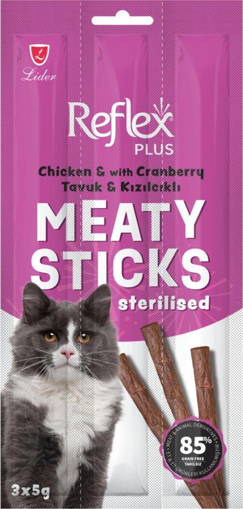 Tavuklu Ve Kızılcıklı Kısırlaştırılmış Kedi Ödül Çubuğu Stick 3*5Gr