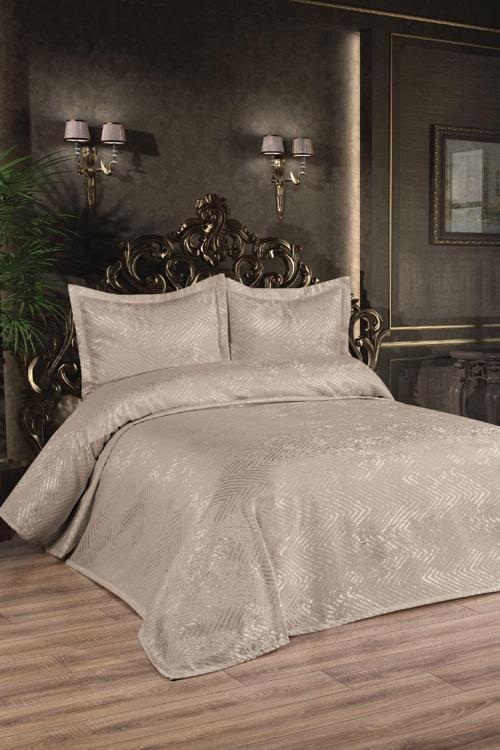 Dream Jakarlı Şönil Çift Kişilik Pike Takımı 3 Parça Set Kahve
