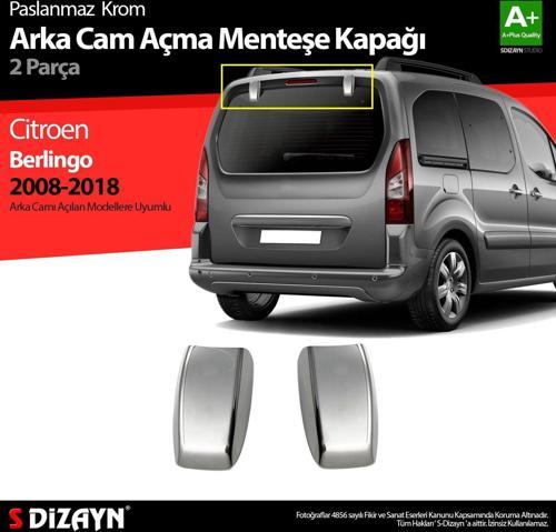 Citroen Berlingo Uyumlu Krom Arka Cam Açma Menteşe Kapağı 2 Parça 2008-2018