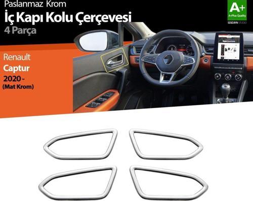 Renault Captur Uyumlu 2 Krom İç Kapı Kolu Çerçevesi 4 Parça. 2020 Üzeri (Mat Krom)