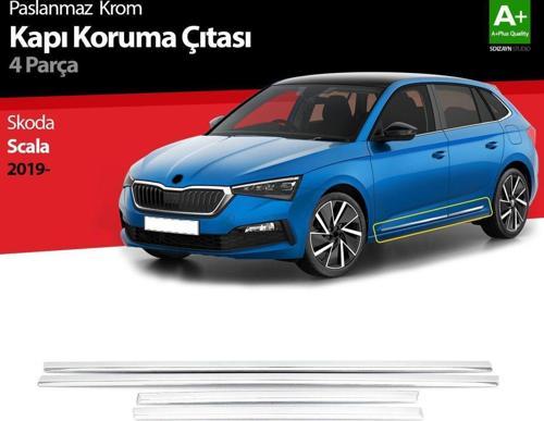 Skoda Scala Uyumlu Krom Kapı Koruma Çıtası 4 Parça. 2019 Üzeri.