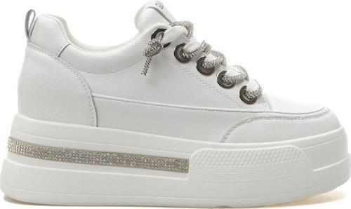 Kadın Taş Detaylı Gizli Dolgu Topuk Sneaker Günlük Ayakkabı 25y 25y492 Z Beyaz