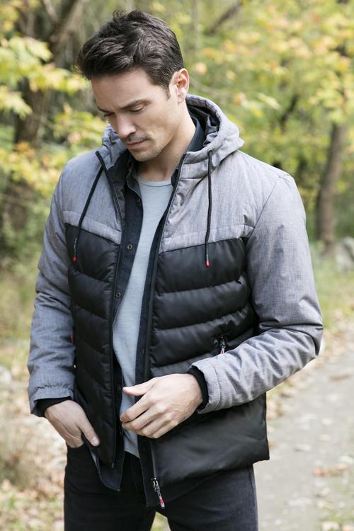 Slim Fit Kapüşonlu Cepli % 100 Pamuk Erkek Mont 5712070 FÜME-SİYAH