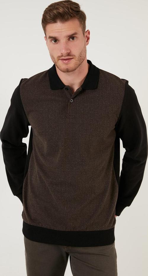 Pamuklu Regular Fit Düğmeli Polo Yaka Erkek Sweat 5905211 KAHVE