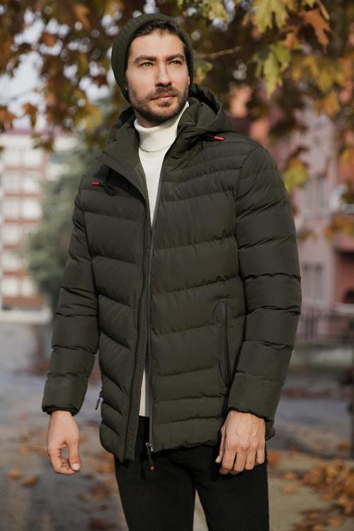 Slim Fit Kapüşonlu Cepli Erkek Mont 6274818 HAKİ