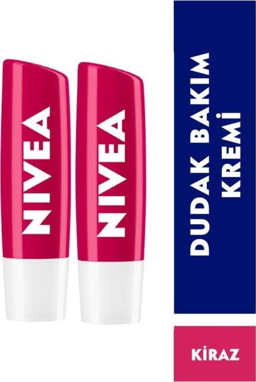 Kiraz Renkli Nemlendirici Dudak Bakım Kremi Ve Parlatıcısı 4.8gr, Hafif Kırmızı Işıltı, X2 Adet