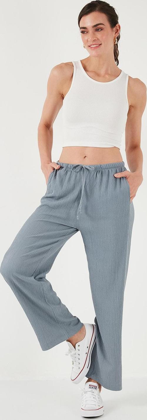 Regular Fit Normal Bel Geniş Paça Bayan Pantolon 5866117 GRİ