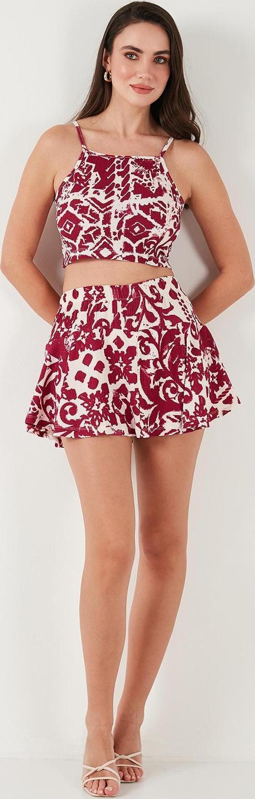 Desenli Slim Fit Mini Bayan Şort Etek 5869020 MÜRDÜM