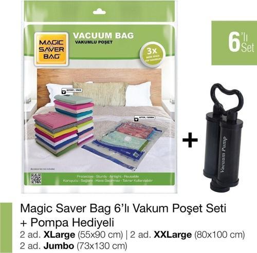 6’Lı Karışık Vakumlu Poşet Set+Pompa Hediyeli