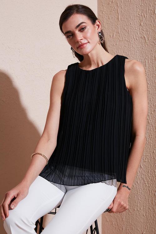 Astarlı Kalın Askılı Standart Fit Bisiklet Yaka Şifon Bayan Bluz 611FB220 SİYAH