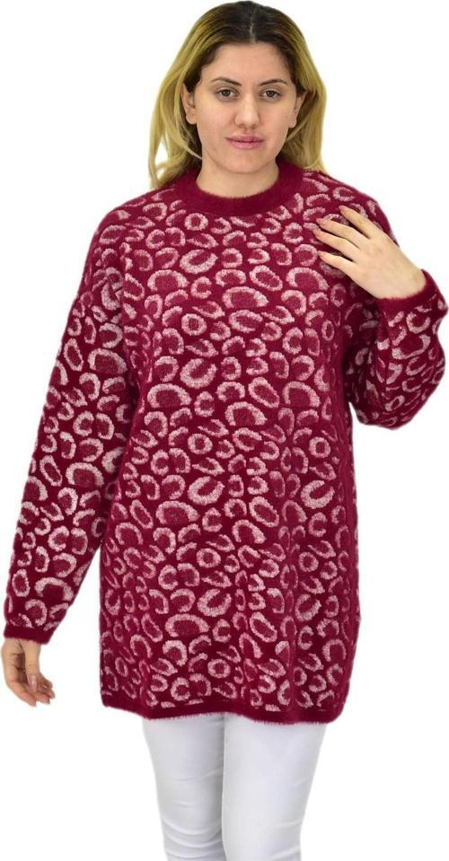 Kadın Leopar Desen Oversize Kazak 140116 BGL-ST04081