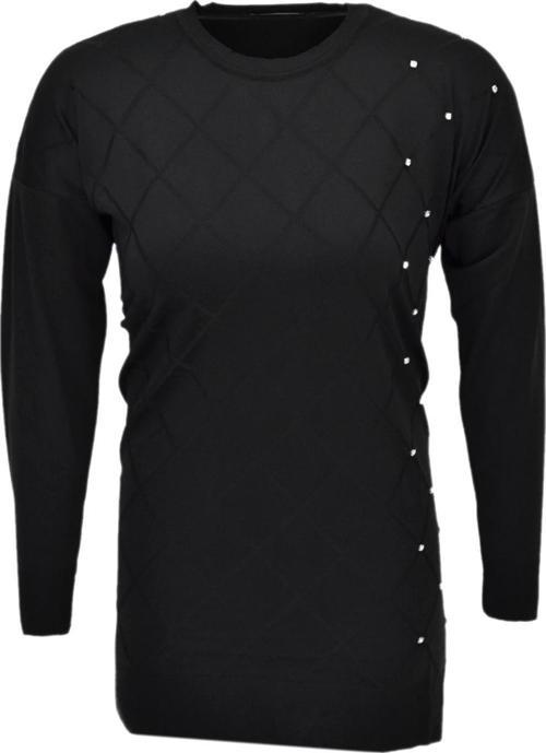 Kadın Taşlı Baklava Desen Oversize Kazak BGL-ST04084