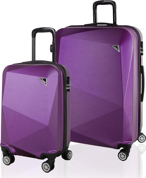 Elmas Model Mor Renk 2'li Valiz Seti (Küçük+Büyük)