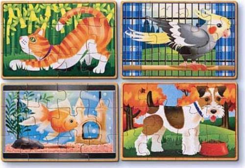 Ahşap 12x4 Yapboz Seti - Evcil Hayvanlar