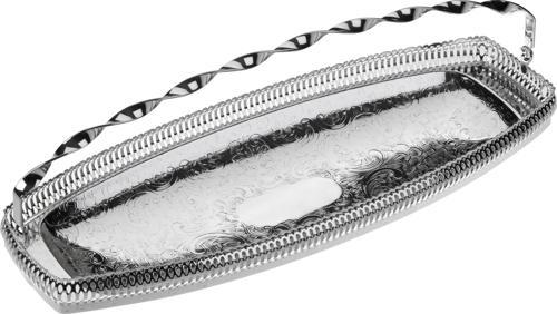 İngiliz Gümüşü Saplı Oval Kurabiyelik 40 x 15 cm