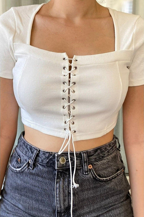 Kuşgözü Bağlamalı Beyaz Crop