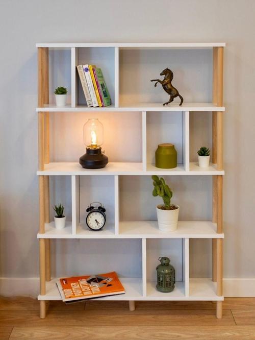 5 Raflı Modern Dekoratif Kitaplık Klasörlük Mutfak Rafı Kiler Çok Amaçlı Düzenleyici Raf - Beyaz