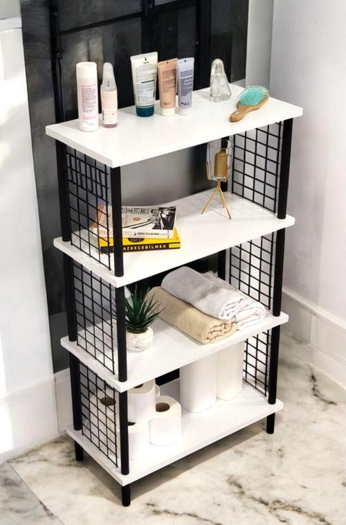 Çevir Kur Banyo Düzenleyici 4 Raflı Banyo Dolabı Çok Amaçlı Dolap Geniş Kitaplık Mutfak Rafı