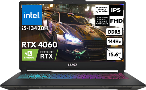Cyborg 15 i5-13420H 16 GB 512 GB SSD RTX 4060 8GB 15.6″ 144Hz FHD FreeDos Gaming Notebook A13VF-895XTR BT1