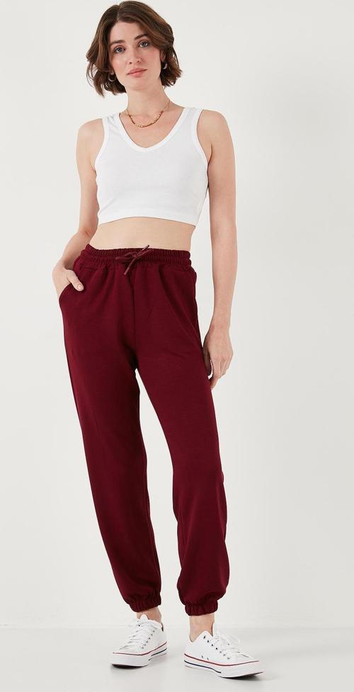 Streç Regular Fit OYSHO Kumaş Bayan Eşofman Altı 5865798O BORDO