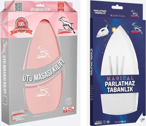 Gazella Ütü Altlığı +  Ütü Masası Kılıfı Bezi 50 x 135 cm Pudra Set