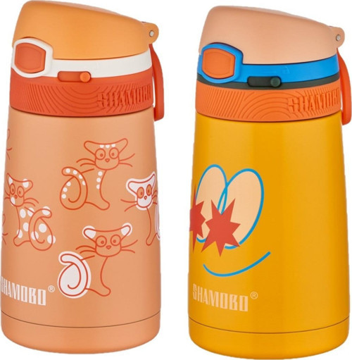 2Lİ SET Pipetli Çelik Termos 350ml -6 Saat Isı Yalıtımı-