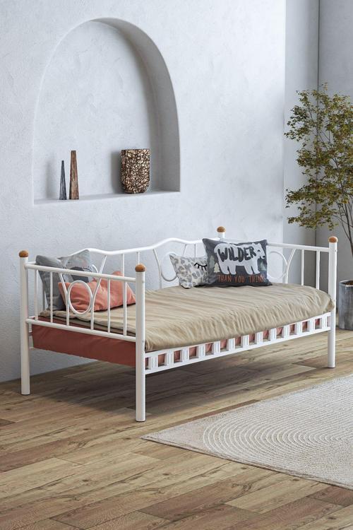 Lars Metal Divan, Karyola, Koltuk, Kanepe, Beyaz 90x200 cm