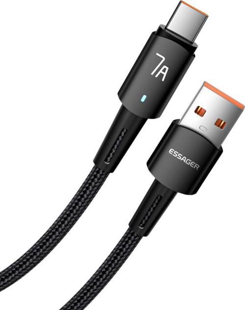 Premıum Örgü Kopmaz Kablo 2Metre 7A 80W USB To Type-C Şarj Kablosu Data Kablosu Akım Koruma