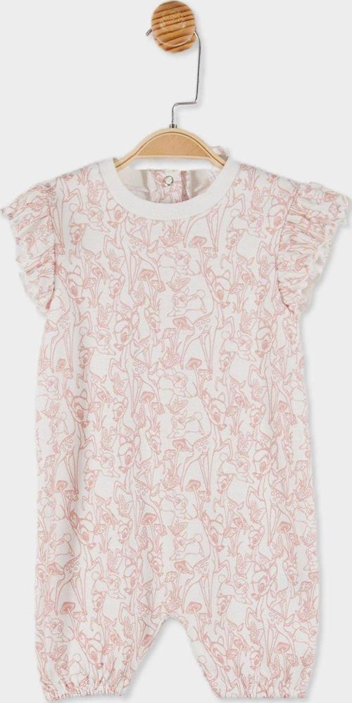 Disney Bambi Lisanslı Kız Bebek Metraj Baskılı Kısa Kollu Şortlu Tulum 20823