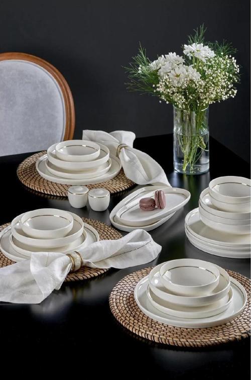 gold velvet yemek takımı 28 parça N3455