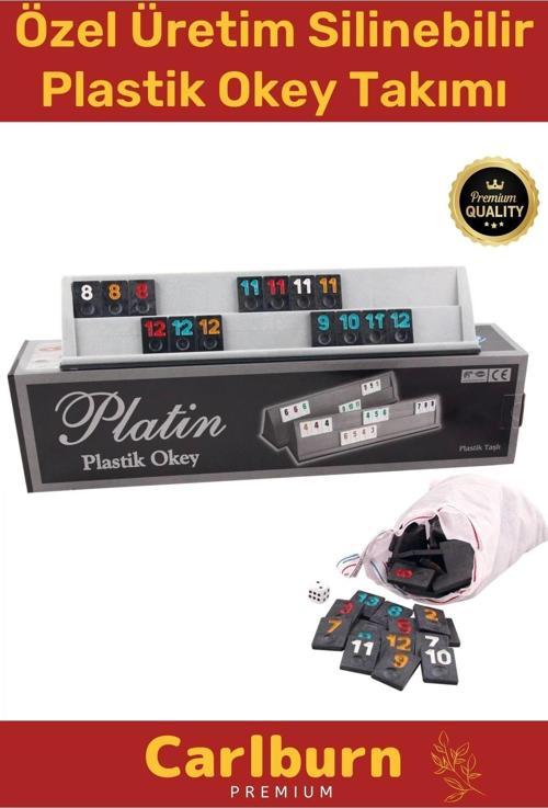 Premium Antibakteriyel Kir Tutmayan Çizilmeye Dayanıklı Silinebilir Platin Plastik Okey Takımı